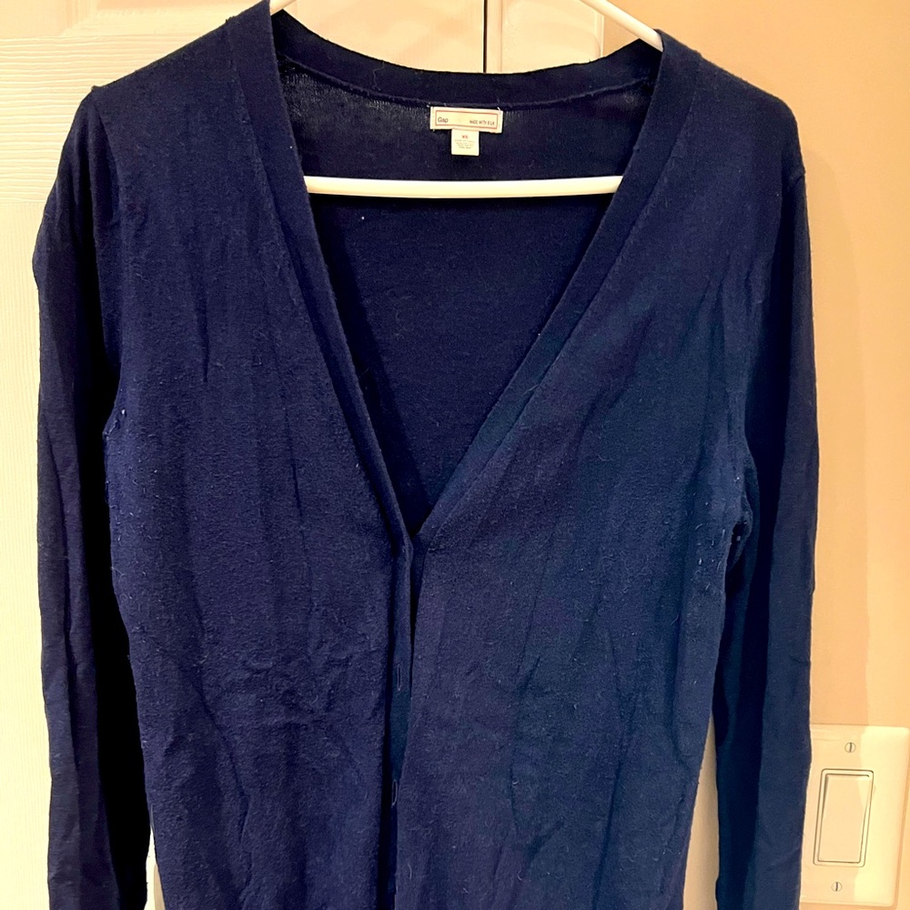 Gap Size XS Cotton/Silk Button Cardigan Navy